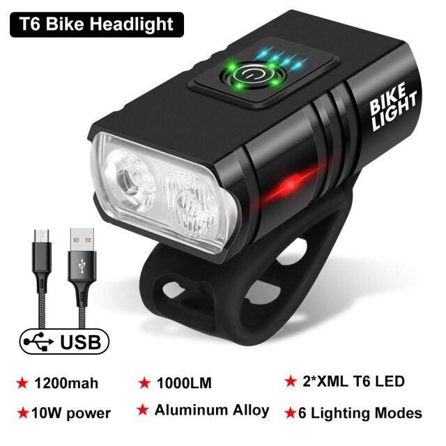 LED Bicycle Light Front USB Rechargeable 1000 Lumen Bike Front Lamp Mountain Bicycle Headlight Adjustable Lightness And Flashlight With Waterproof IPX5 And Large Capacity Battery - UrbanCycling.com