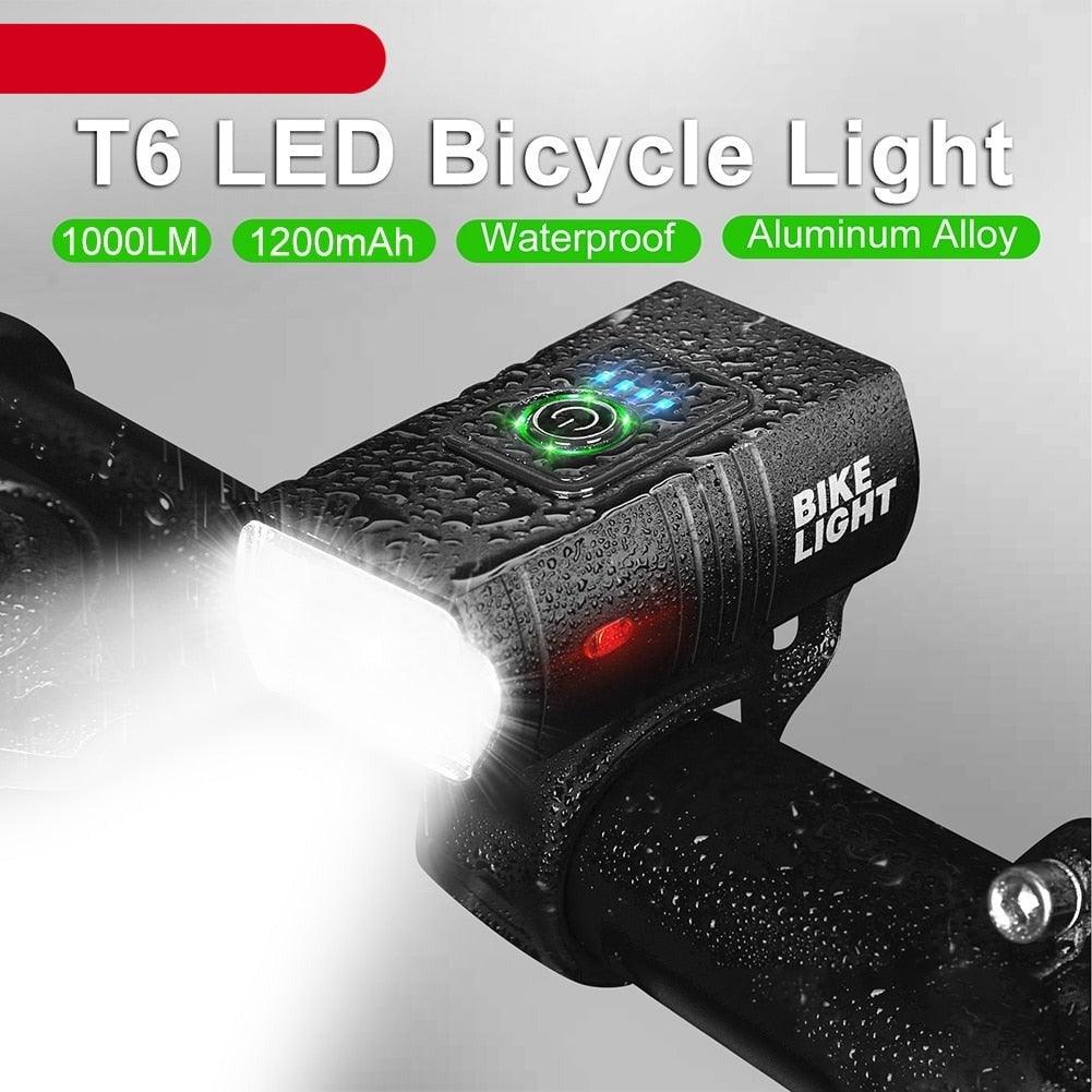 LED Bicycle Light Front USB Rechargeable 1000 Lumen Bike Front Lamp Mountain Bicycle Headlight Adjustable Lightness And Flashlight With Waterproof IPX5 And Large Capacity Battery - UrbanCycling.com