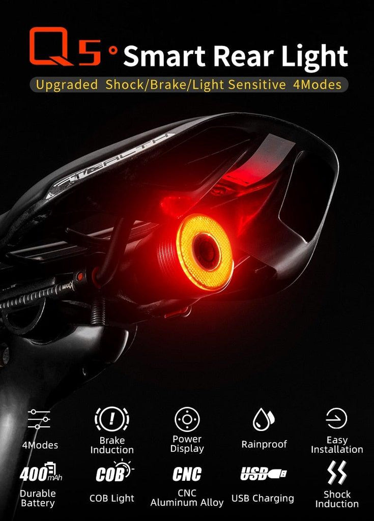 LED Bicycle Waterproof USB Charging Taillight Cycling Flashlight Auto Brake Sensing Smart Bicycle Rear Brake Lights Braking Sensing Taillights USB Rechargeable Ultra Bright LED Warning Bicycle Flashlight - UrbanCycling.com