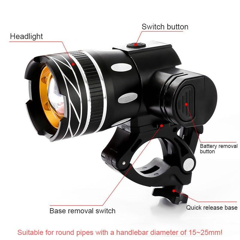 LED Headlight For Bike Electric Scooter USB Rechargeable LED Light Front Lamp High Lumens Brightness Bicycle Light Front With Strong Battery Portable Waterproof Flashlight For Night Cycling - UrbanCycling.com