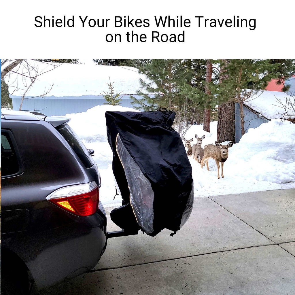 Lightweight Dual Bike Rack Cover For Transport (Fits 1 - 2 Bikes) with Large Translucent Ends - UrbanCycling.com