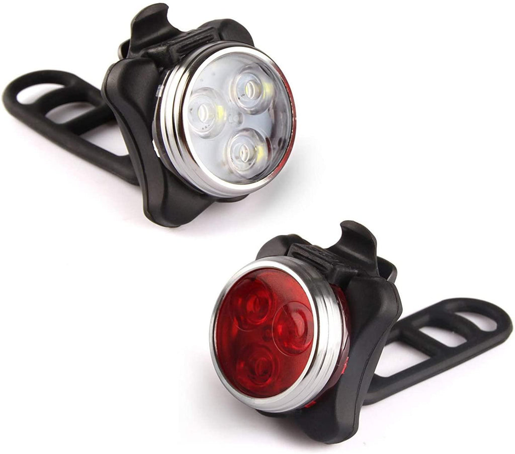 Lightweight USB Rechargeable Bike Light Set Super Bright Front Headlight And Rear LED Bicycle Light 4 Light Mode Options USB Rechargeable Bike Light Set LED Bicycle Front Headlight And Rear Taillight Lithium Battery 650mAh - UrbanCycling.com