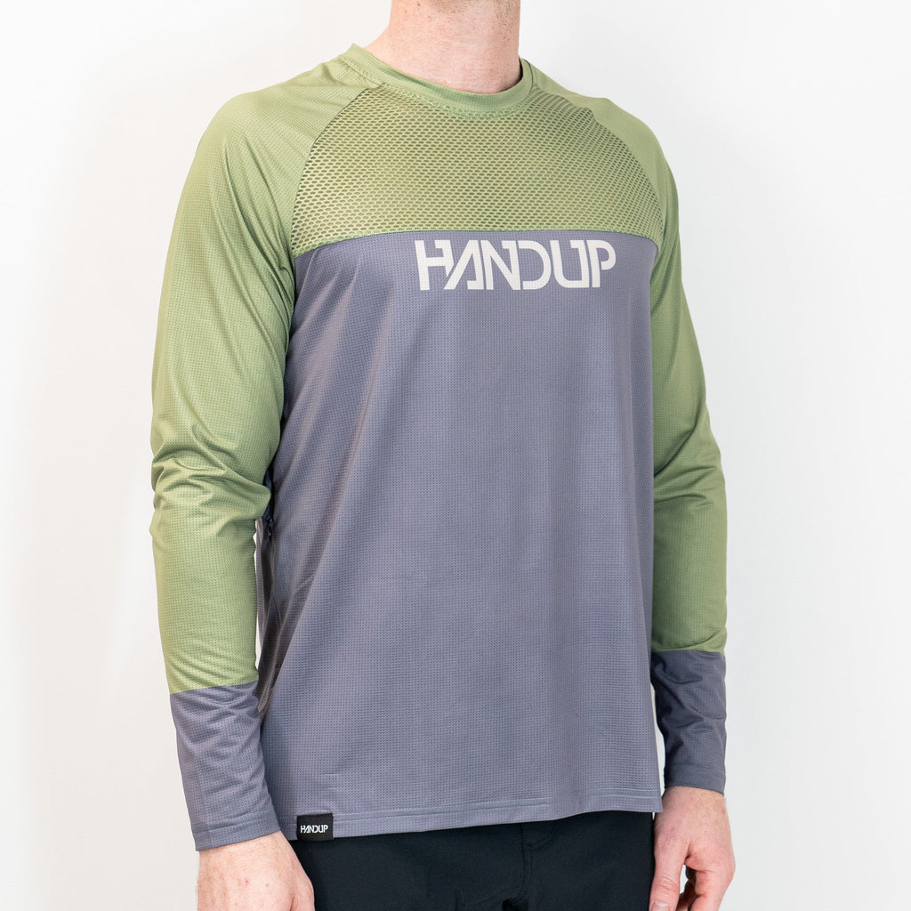 Long Sleeve VenTop Jersey - Moss Green/Steel Grey - UrbanCycling.com