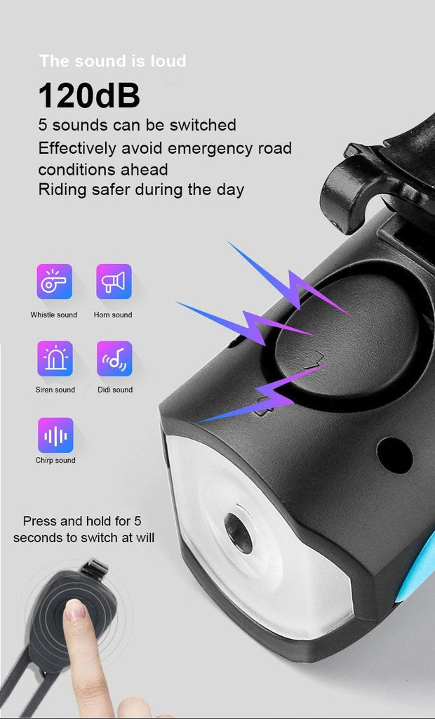 Multifunction Bicycle Light Ultra Bright With Electric 130dB Horn Bicycle Bell Bike Light Rainproof LED Bike Tail Light 2 Pack Bright Bicycle Rear Cycling Safety Flashlight Light Mode Options High Intensity Led Rear Light Fits On Any Bike - UrbanCycling.com