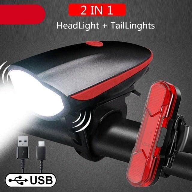 Multifunction Bicycle Light Ultra Bright With Electric 130dB Horn Bicycle Bell Bike Light Rainproof LED Bike Tail Light 2 Pack Bright Bicycle Rear Cycling Safety Flashlight Light Mode Options High Intensity Led Rear Light Fits On Any Bike - UrbanCycling.com
