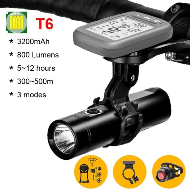 Multifunctional Bike Light Headlight Holder Powerful Flashlight USB Charging LED Bicycle Front Light 5 Light Modes Powerful Waterproof Bicycle Light Easy To Mount Fits All Bicycles 1800 Lumens - UrbanCycling.com