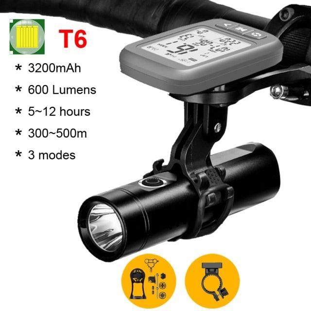 Multifunctional Bike Light Headlight Holder Powerful Flashlight USB Charging LED Bicycle Front Light 5 Light Modes Powerful Waterproof Bicycle Light Easy To Mount Fits All Bicycles 1800 Lumens - UrbanCycling.com