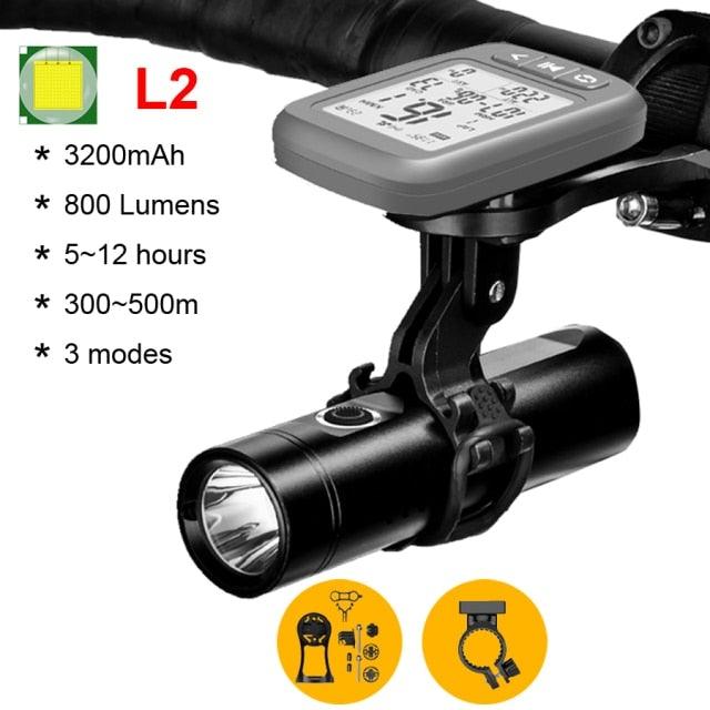Multifunctional Bike Light Headlight Holder Powerful Flashlight USB Charging LED Bicycle Front Light 5 Light Modes Powerful Waterproof Bicycle Light Easy To Mount Fits All Bicycles 1800 Lumens - UrbanCycling.com