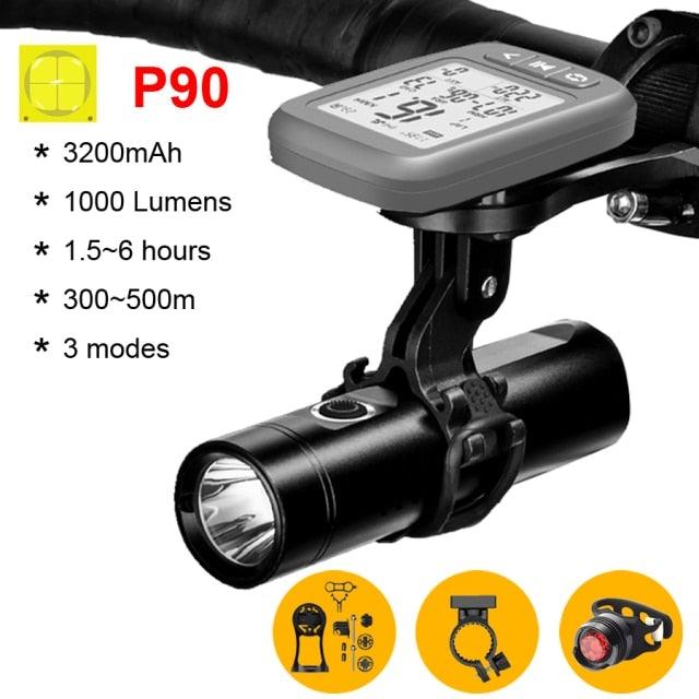 Multifunctional Bike Light Headlight Holder Powerful Flashlight USB Charging LED Bicycle Front Light 5 Light Modes Powerful Waterproof Bicycle Light Easy To Mount Fits All Bicycles 1800 Lumens - UrbanCycling.com