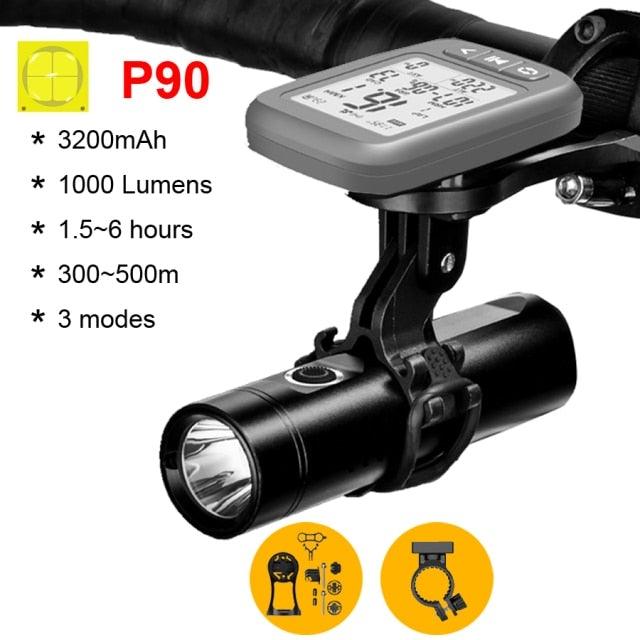 Multifunctional Bike Light Headlight Holder Powerful Flashlight USB Charging LED Bicycle Front Light 5 Light Modes Powerful Waterproof Bicycle Light Easy To Mount Fits All Bicycles 1800 Lumens - UrbanCycling.com