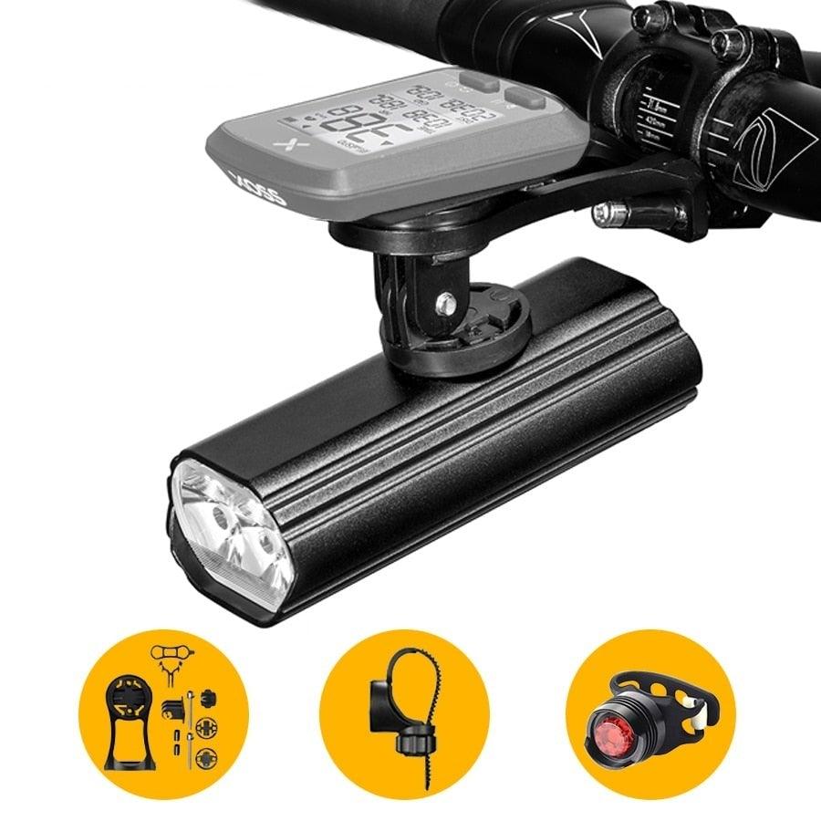 Multifunctional Bike Light Headlight Holder Powerful Flashlight USB Charging LED Bicycle Front Light 5 Light Modes Powerful Waterproof Bicycle Light Easy To Mount Fits All Bicycles 1800 Lumens - UrbanCycling.com