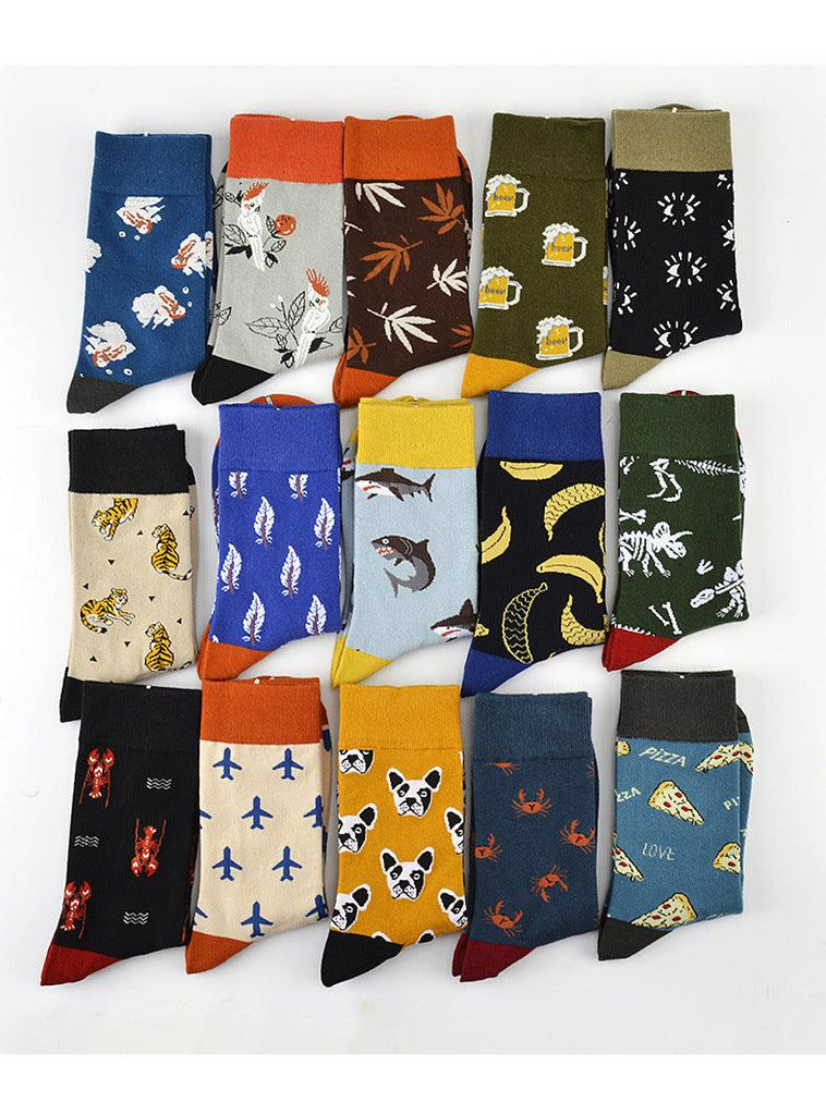 New Fashion Socks Shark Dinosaur Tiger Bear Dog Pattern Long Tube Happy Novelty Skateboarding Cycling Leisure Fun Unisex Crew Socks For Men And Women - UrbanCycling.com