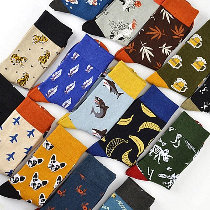 New Fashion Socks Shark Dinosaur Tiger Bear Dog Pattern Long Tube Happy Novelty Skateboarding Cycling Leisure Fun Unisex Crew Socks For Men And Women - UrbanCycling.com