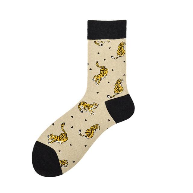 New Fashion Socks Shark Dinosaur Tiger Bear Dog Pattern Long Tube Happy Novelty Skateboarding Cycling Leisure Fun Unisex Crew Socks For Men And Women - UrbanCycling.com