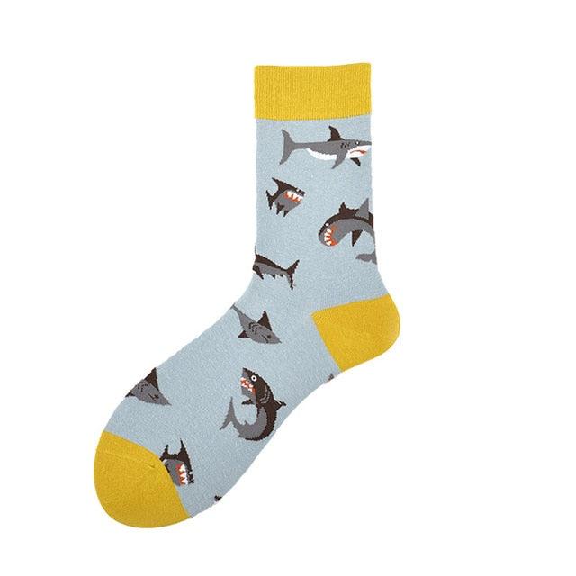 New Fashion Socks Shark Dinosaur Tiger Bear Dog Pattern Long Tube Happy Novelty Skateboarding Cycling Leisure Fun Unisex Crew Socks For Men And Women - UrbanCycling.com