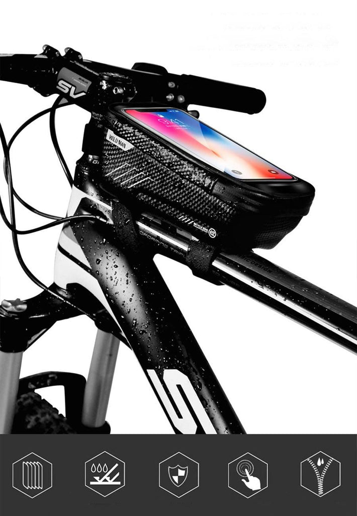 Rainproof Bicycle Bag Frame Front Top Tube Cycling Bag Reflective 6.5in Phone Case Touchscreen Bag Bike Accessories Bike Phone Bag Bicycle Bag Front Frame Pouch Top Tube Pouch Waterproof Bike Holder Accessories Bag Mount Handlebar Cell Phone - UrbanCycling.com