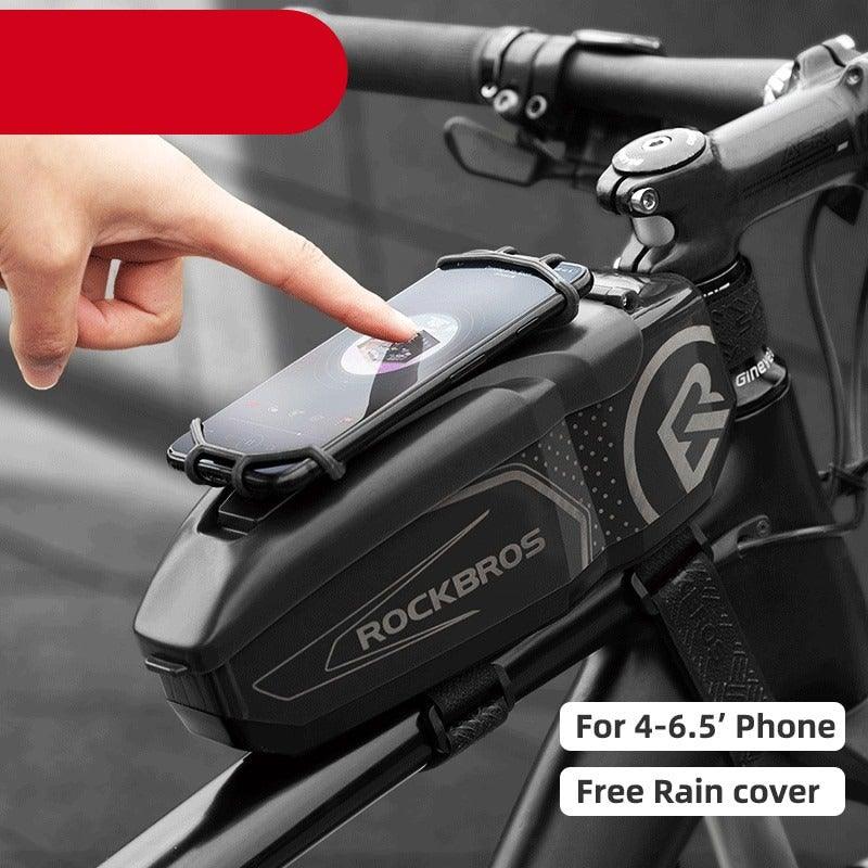 Rainproof Bike Bag For 4 - 6.5' Front Phone Bag Special PC Hard Shell With Free Rain Cover Motorcycle Bike Accessories Bike Phone Bag Bike Pouch Top Tube Bag Bicycle Front Frame Bag Waterproof Bike Accessories Bag Phone Holder Compatible With Smartphones - UrbanCycling.com