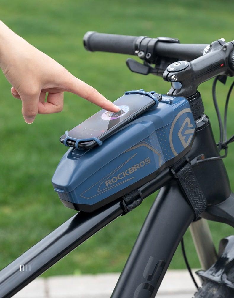 Rainproof Bike Bag For 4 - 6.5' Front Phone Bag Special PC Hard Shell With Free Rain Cover Motorcycle Bike Accessories Bike Phone Bag Bike Pouch Top Tube Bag Bicycle Front Frame Bag Waterproof Bike Accessories Bag Phone Holder Compatible With Smartphones - UrbanCycling.com