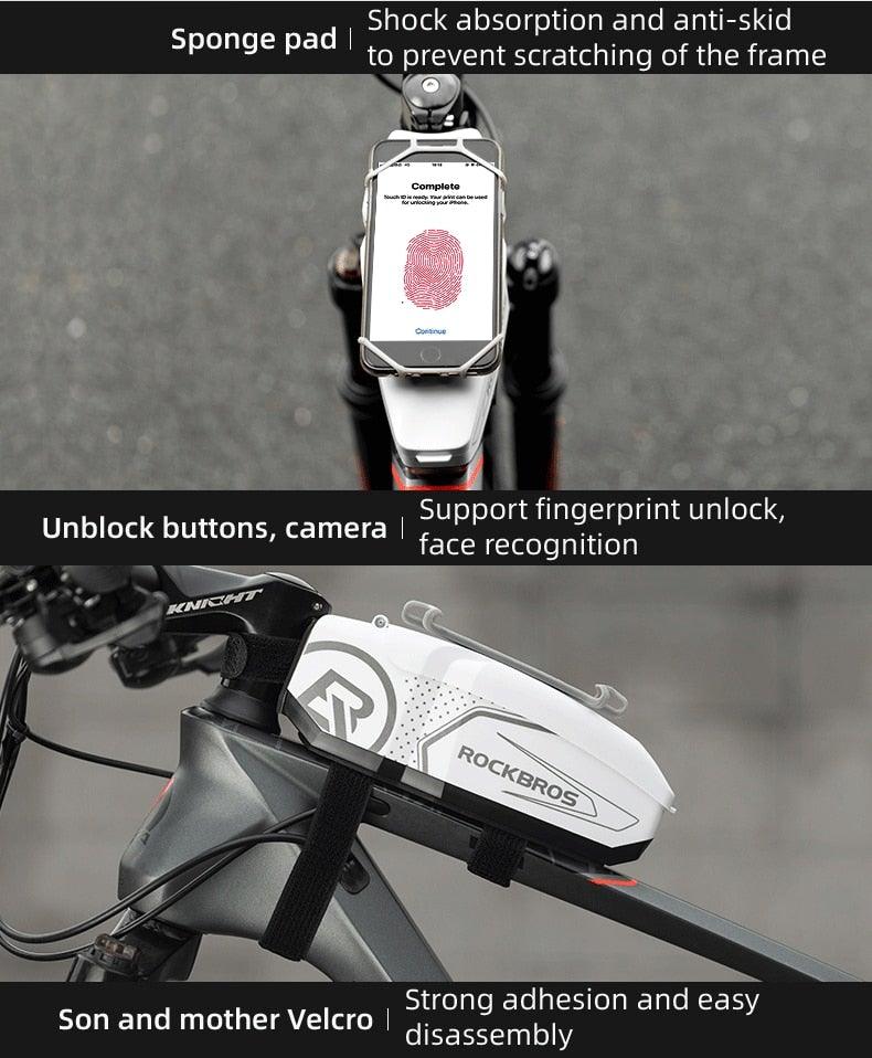 Rainproof Bike Bag For 4 - 6.5' Front Phone Bag Special PC Hard Shell With Free Rain Cover Motorcycle Bike Accessories Bike Phone Bag Bike Pouch Top Tube Bag Bicycle Front Frame Bag Waterproof Bike Accessories Bag Phone Holder Compatible With Smartphones - UrbanCycling.com