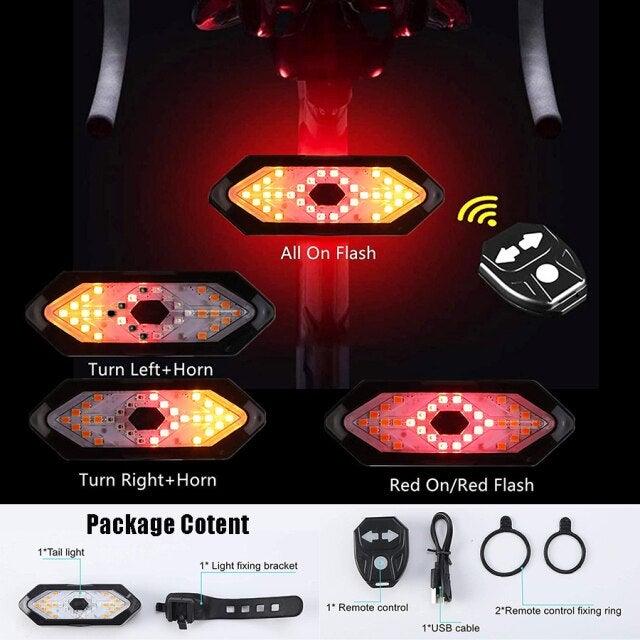 Rear Lamp Smart Bike Wireless Remote Turn Signal Lights Bicycle LED Taillight Personal Bicycle LED Rechargeable USB Bicycle Tail Light Wireless Remote Control Back Bike Light For Night Riding Safety Warning Cycling Lights - UrbanCycling.com