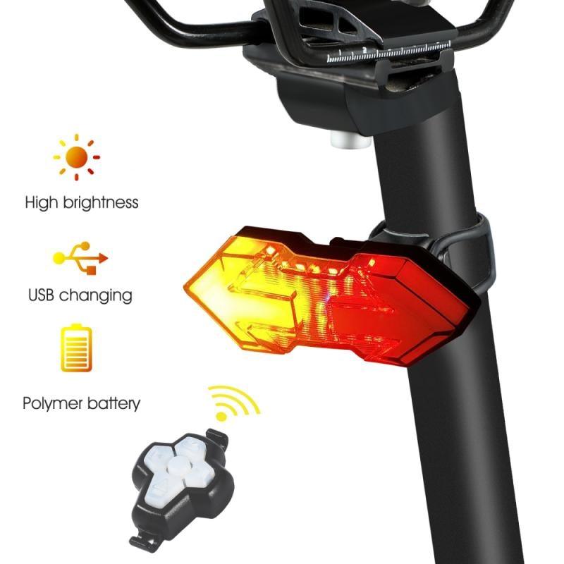 Rechargeable Bike Tail Light Turn Signals Wireless Remote Control Mountain Smart Bike Taillight Waterproof Bicycle Flashing Ultra Bright Bike Light USB LED Bicycle Rear Light Waterproof Light 5 Light Mode Headlights - UrbanCycling.com