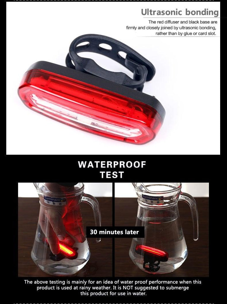 Rechargeable LED USB Mountain Bike Tail Light Taillight Safety Warning Bicycle Rear Light Bicycle Lamp Red High Intensity Rear LED Accessories Fits On Any Road Bikes Helmets - UrbanCycling.com