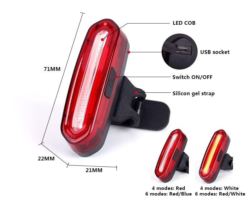 Rechargeable LED USB Mountain Bike Tail Light Taillight Safety Warning Bicycle Rear Light Bicycle Lamp Red High Intensity Rear LED Accessories Fits On Any Road Bikes Helmets - UrbanCycling.com
