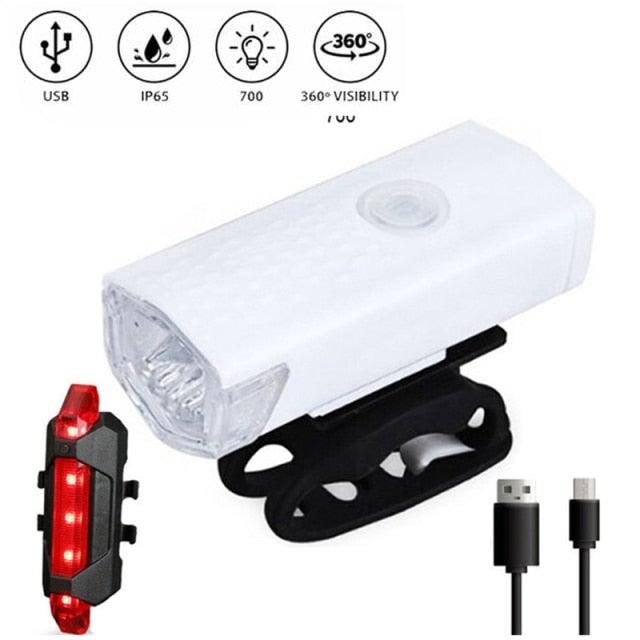Rechargeable USB Bike Light Bicycle Front Rear Back Taillight Cycling Headlight Bicycle Lamp Flashlight Powerful Front And Back Lights Bicycle Accessories For Night Riding Cycling Safety Best Headlight With USB Tail - UrbanCycling.com