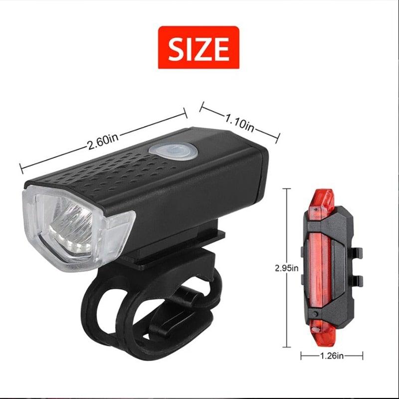 Rechargeable USB Bike Light Bicycle Front Rear Back Taillight Cycling Headlight Bicycle Lamp Flashlight Powerful Front And Back Lights Bicycle Accessories For Night Riding Cycling Safety Best Headlight With USB Tail - UrbanCycling.com