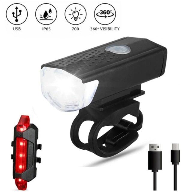 Rechargeable USB Bike Light Bicycle Front Rear Back Taillight Cycling Headlight Bicycle Lamp Flashlight Powerful Front And Back Lights Bicycle Accessories For Night Riding Cycling Safety Best Headlight With USB Tail - UrbanCycling.com
