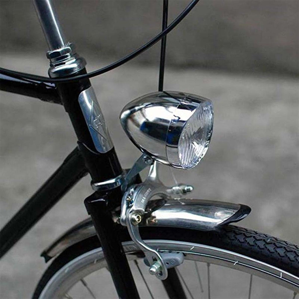 Retro Bicycle Retro Headlight Waterproof Perspective Strong Body Warning Safety Headlight Classical Cool Silver/Black Cycling Bicycle Headlight Retro Front Vintage Bike Light Night Riding Safety Head Lamp - UrbanCycling.com