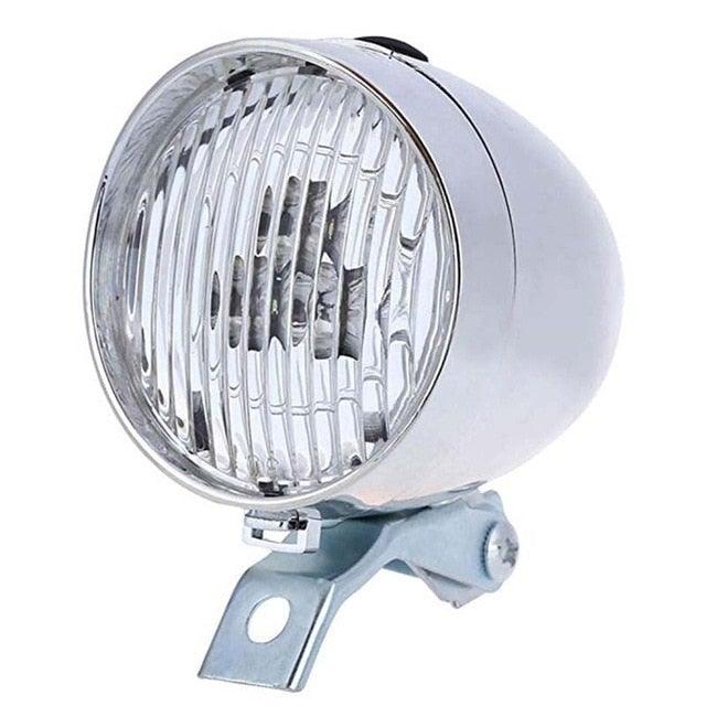 Retro Vintage Bicycle LED Front Light Headlight Safety Warning Night Light Bike Decoration Black Silver Bicycle Bike Front Light Lamp Headlight Vintage Flashlight Headlamp - UrbanCycling.com