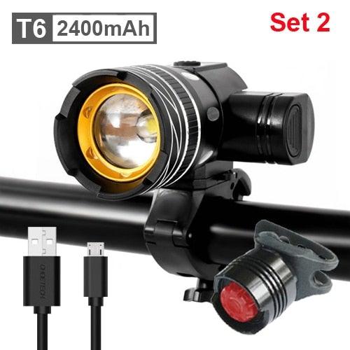 Rotatable Bicycle Light 800 Lumen Led Bike Headlight Zoom USB Rechargeable Aluminum Alloy Bike Lights Front And Back Powerful USB Rechargeable Bicycle Light Waterproof Bike Headlight Taillight 5000mAh - UrbanCycling.com
