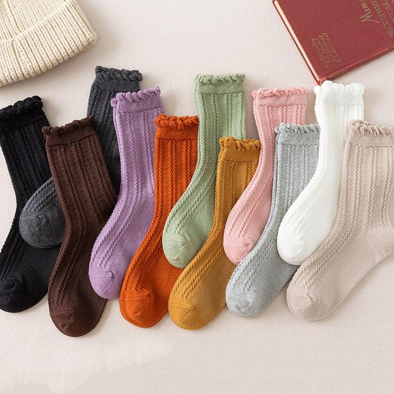 Ruffle Frilly Socks Kawaii Cotton Socks Cute Women Solid Color Warm Winter Running Cycling Climbing Unisex socks For Men And Women - UrbanCycling.com