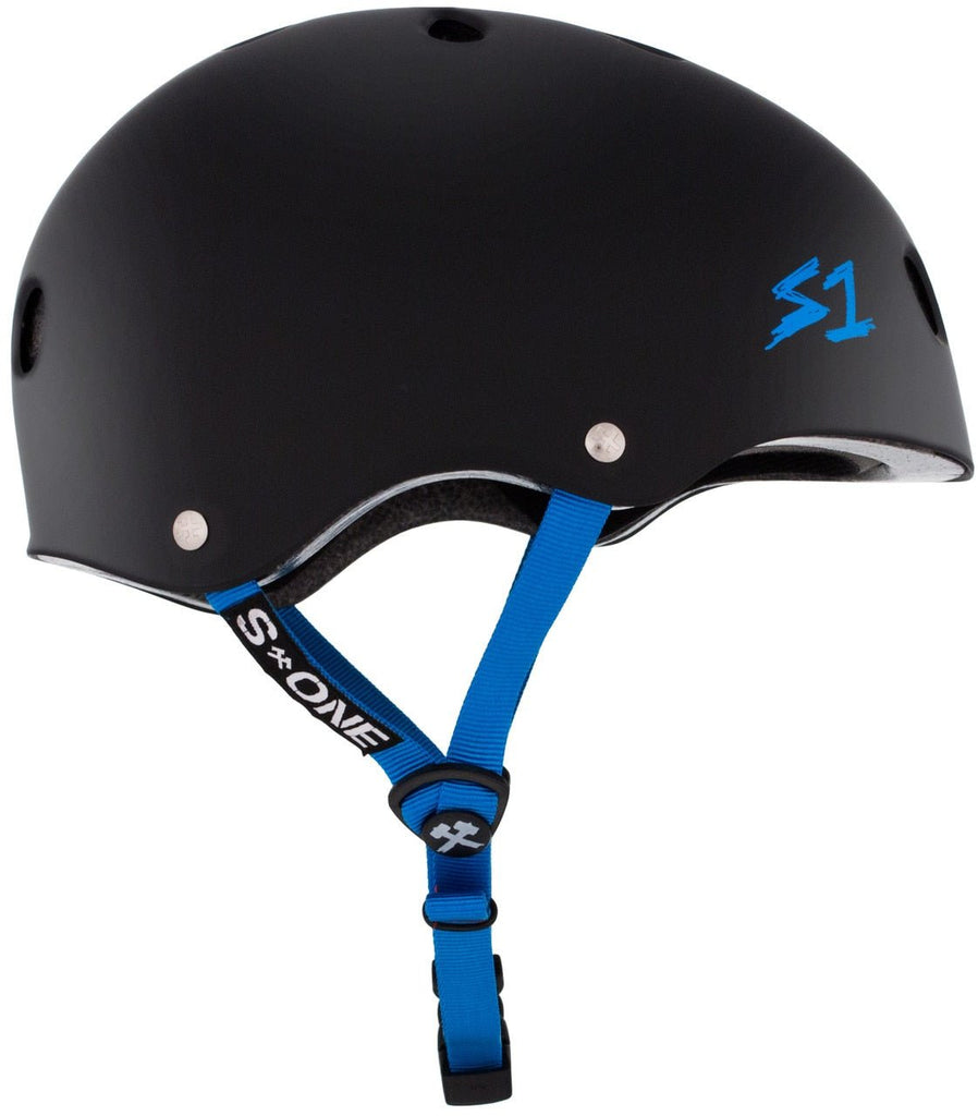 S1 Lifer Helmet - Black Matte/Cyan Straps - UrbanCycling.com