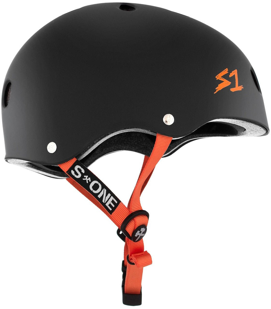 S1 Lifer Helmet - Black Matte/Orange Straps - UrbanCycling.com