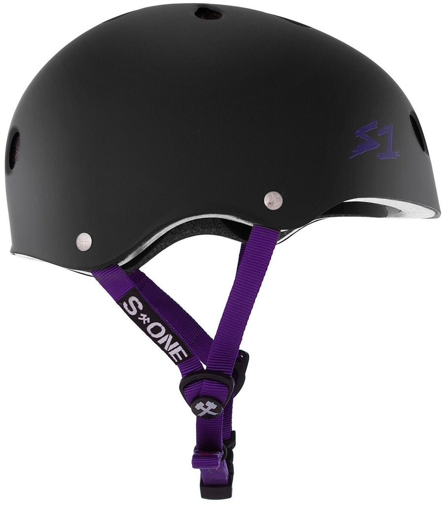 S1 Lifer Helmet - Black Matte/Purple Straps - UrbanCycling.com