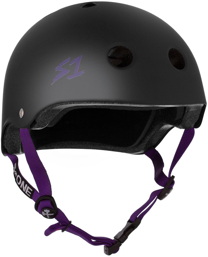 S1 Lifer Helmet - Black Matte/Purple Straps - UrbanCycling.com