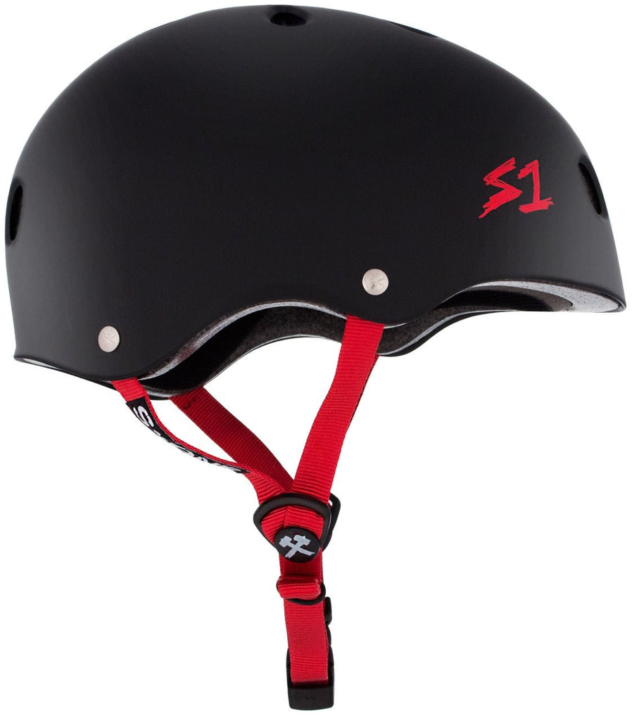 S1 Lifer Helmet - Black Matte/Red Straps - UrbanCycling.com