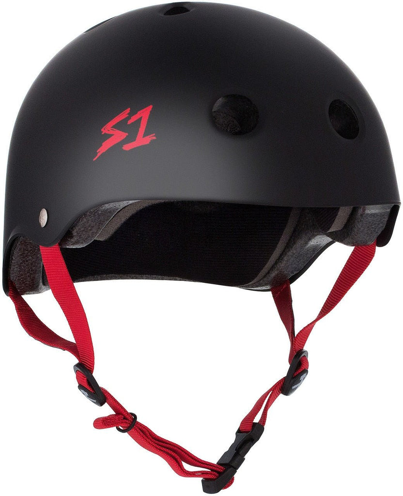 S1 Lifer Helmet - Black Matte/Red Straps - UrbanCycling.com