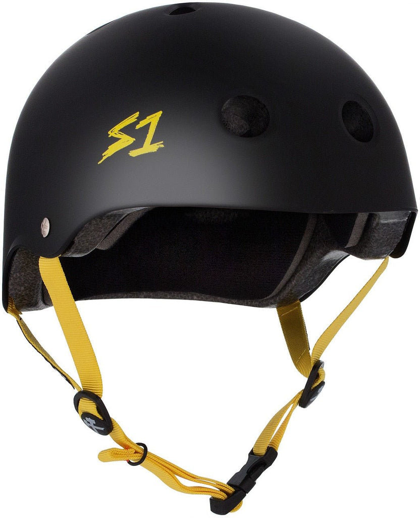 S1 Lifer Helmet - Black Matte/Yellow Straps - UrbanCycling.com