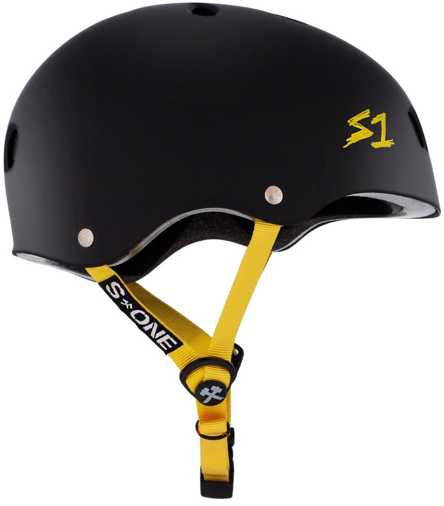 S1 Lifer Helmet - Black Matte/Yellow Straps - UrbanCycling.com