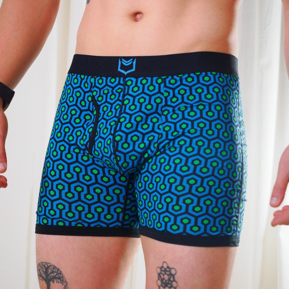 SHEATH 4.0 Bamboo Hexagon Men's Dual Pouch Boxer Brief - UrbanCycling.com