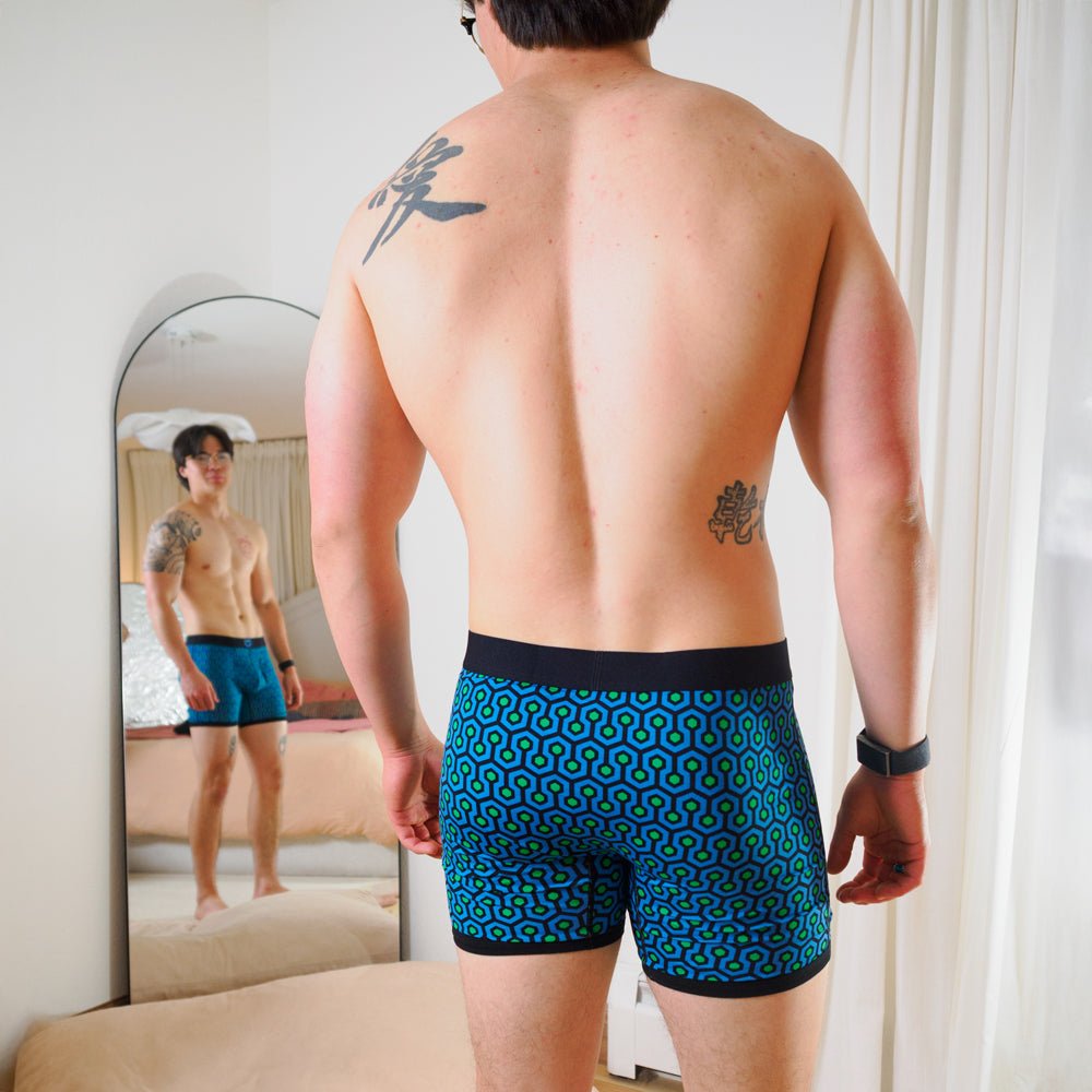 SHEATH 4.0 Bamboo Hexagon Men's Dual Pouch Boxer Brief - UrbanCycling.com