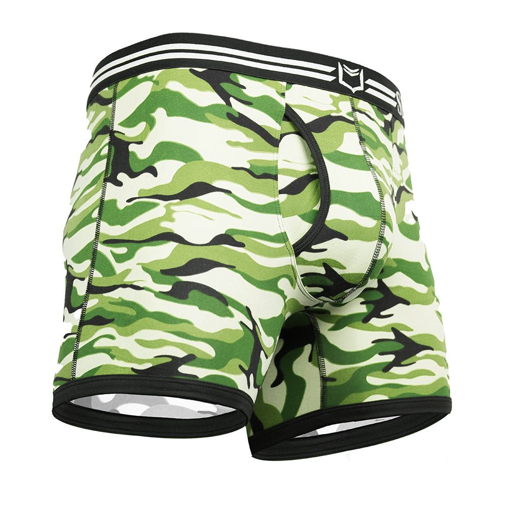 SHEATH 4.0 Polyester Camo Men's Dual Pouch Boxer Brief - UrbanCycling.com