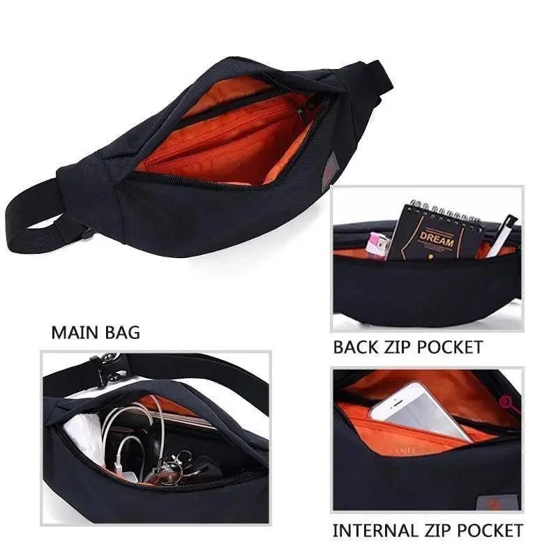 Simple Style Fanny Pack for Running Cycling Workout Men Women Waist Pouch Bag Black Classic Women Belt Bag Pouch For Money Phone Black Bum Hip Bag - UrbanCycling.com