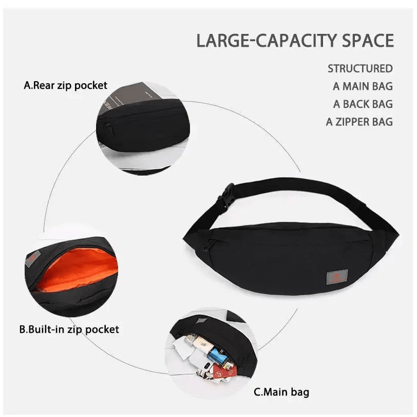 Simple Style Fanny Pack for Running Cycling Workout Men Women Waist Pouch Bag Black Classic Women Belt Bag Pouch For Money Phone Black Bum Hip Bag - UrbanCycling.com