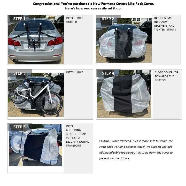 Single Trunk Mount Bike Rack Cover For Transport (Fits 1 Bike) Extra Large Translucent Ends - UrbanCycling.com