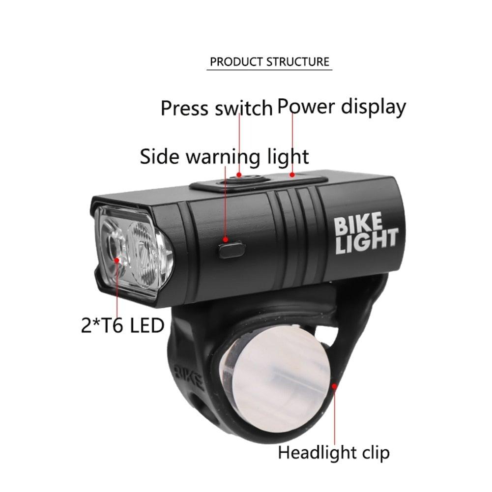 Smart Bicycle Front Light Set USB Rechargeable Front Light LED Headlight Bike Lamp Cycling Flash Light Powerful Rechargeable Bike Light For Night Riding Super Bright Bicycle Headlight For Cycling Road Mountain - UrbanCycling.com