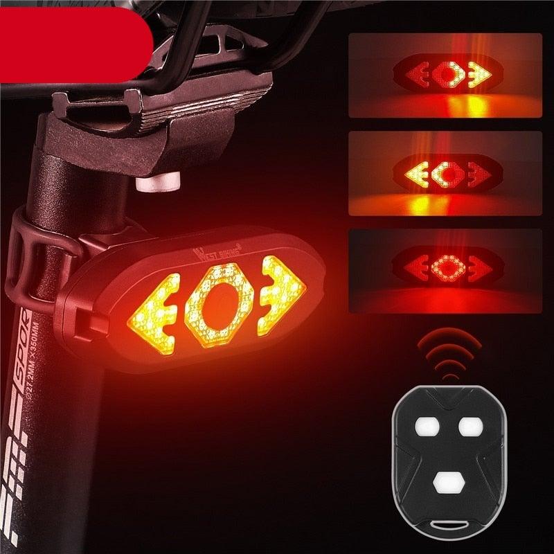 Smart Bike Light Wireless Remote Control Cycling Turning Signal Taillight USB Bicycle Rechargeable Rear Light LED Warning Lamp Bicycle Rear Light Safety Warning Bike Lights Brightest Bike Indicators Fit Saddle Rears - UrbanCycling.com
